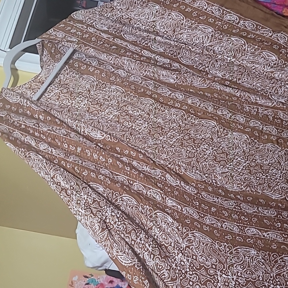 Bohemian Brown Tapestry Flowy Open Kimono Or Swimsuit/Beach Cover up One Size - Picture 4 of 6